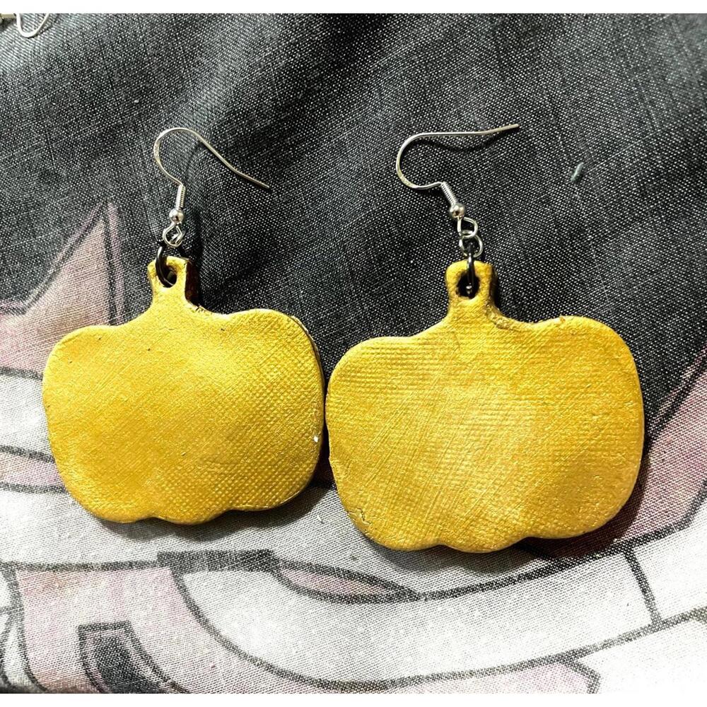Faux gold Earrings pumpkin Halloween decor seasonal jewelry goth cute fall